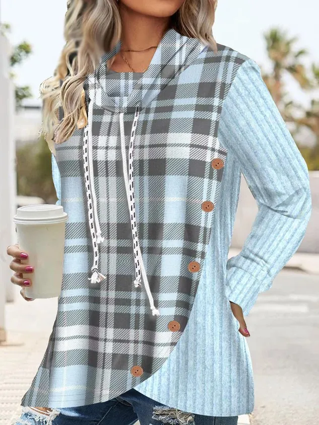 Casual Plaid Sweatshirt