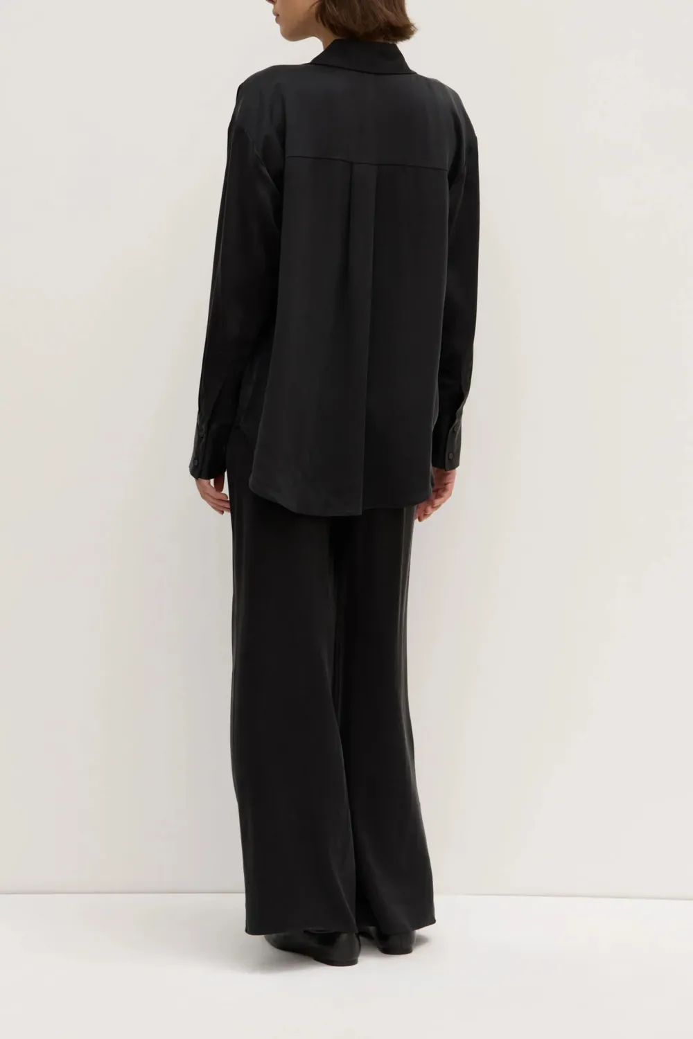 Solid Color Loose Silk Shirt