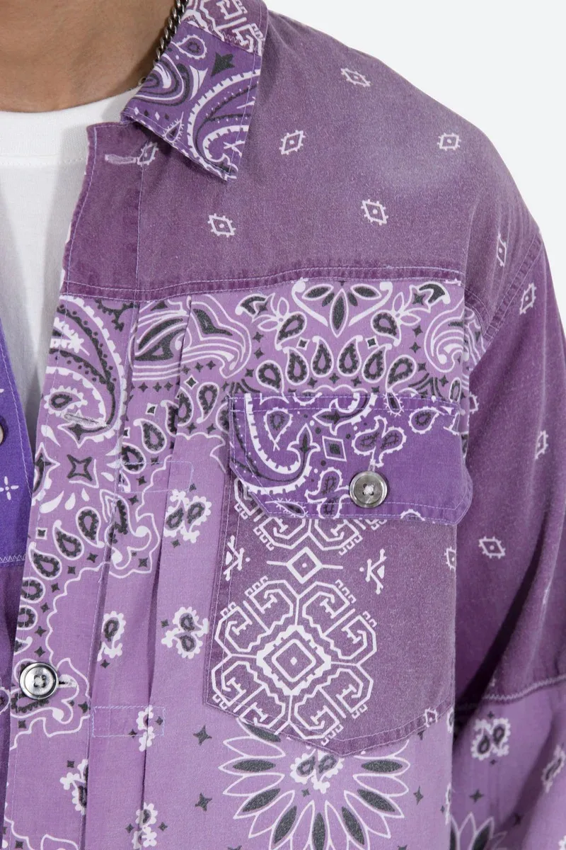 PURPLE BANDANA PRINTED TRUCKER SHIRT