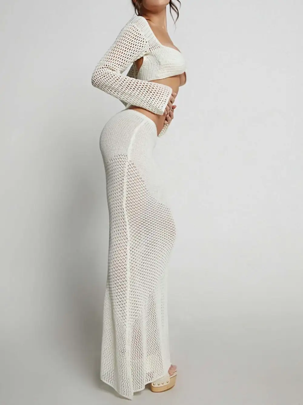 Tied Long Sleeve Top Swim Cover Up