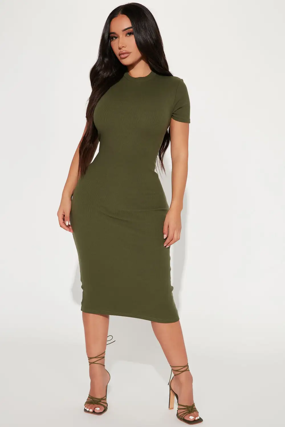 Kacey Knit Midi Dress - Olive