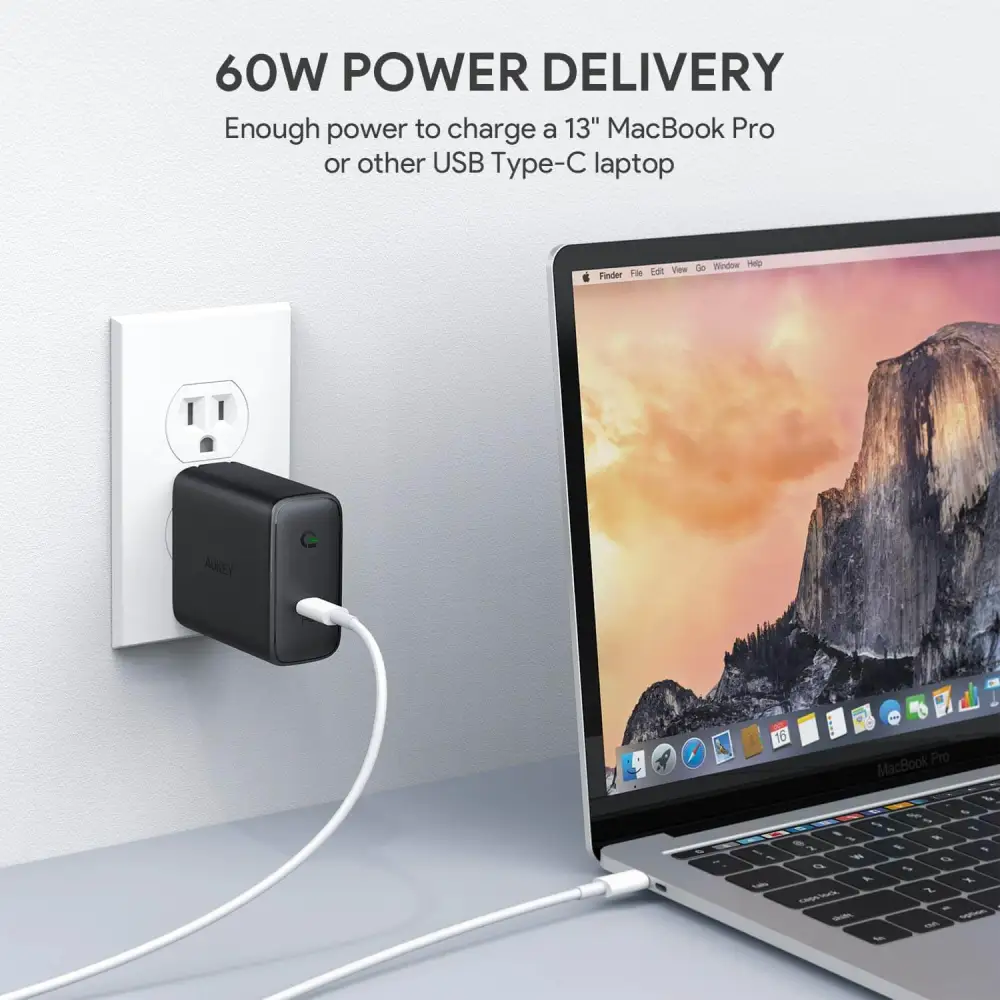 AUKEY PA-D4 Focus 60W USB-C PD Charger with GaN Power Tech