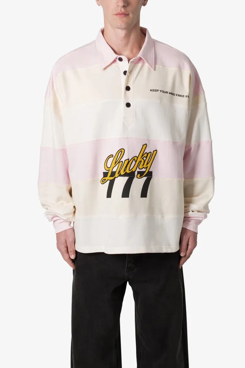PINK AND BEIGE STRIPED RUGBY SHIRT