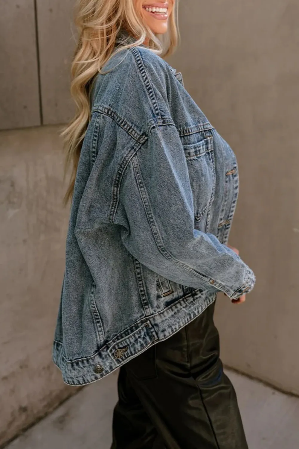 Washed Long Sleeve Denim Jacket