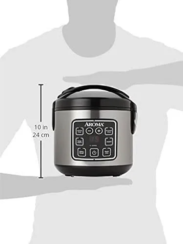 Rice Grain Cooker and Food Steamer, Stainless, Silver, 4-Cup (Uncooked) / 8-Cup (Cooked)