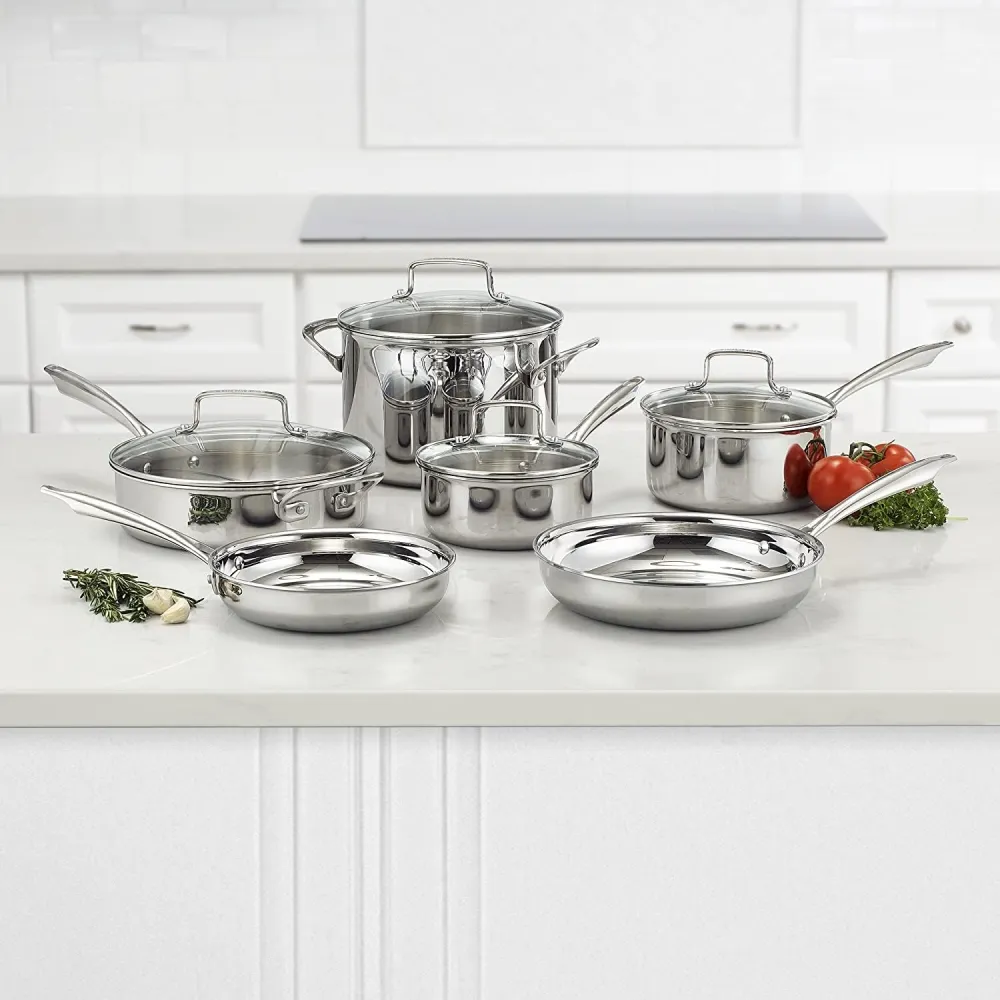 Stainless Steel 17-Piece Set Chef's-Classic-Stainless-Cookware-Collection