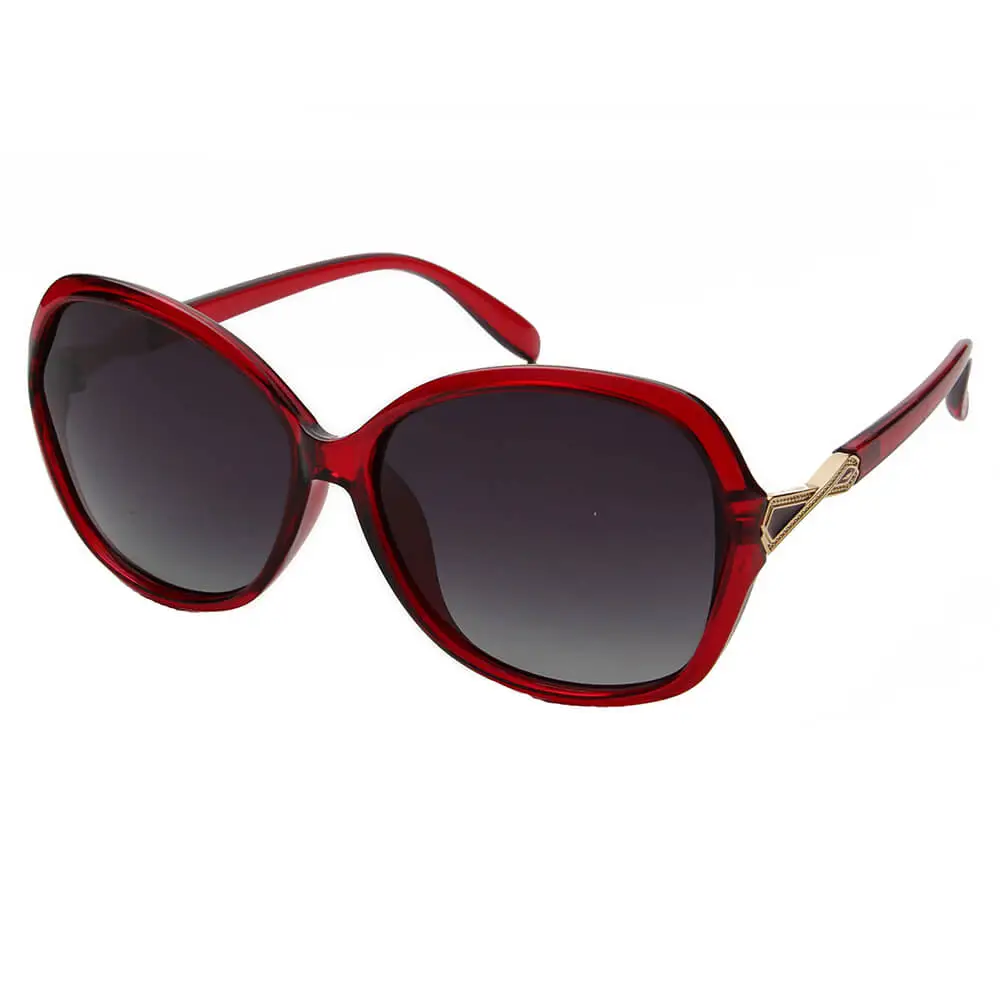Ribbed Square Frame Sunglasses