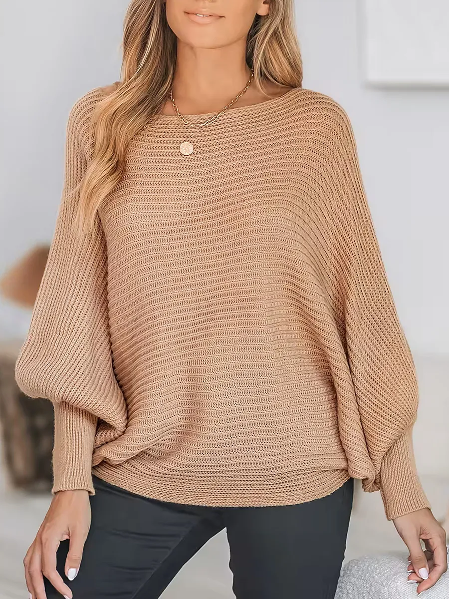 Sand Ribbed long Sleeve Sweater