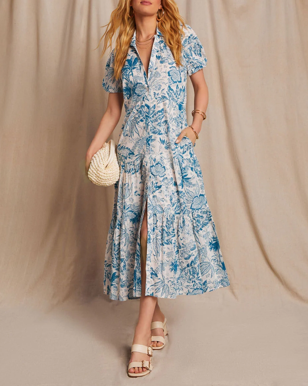 Elina Pocketed Floral Tiered Maxi Dress