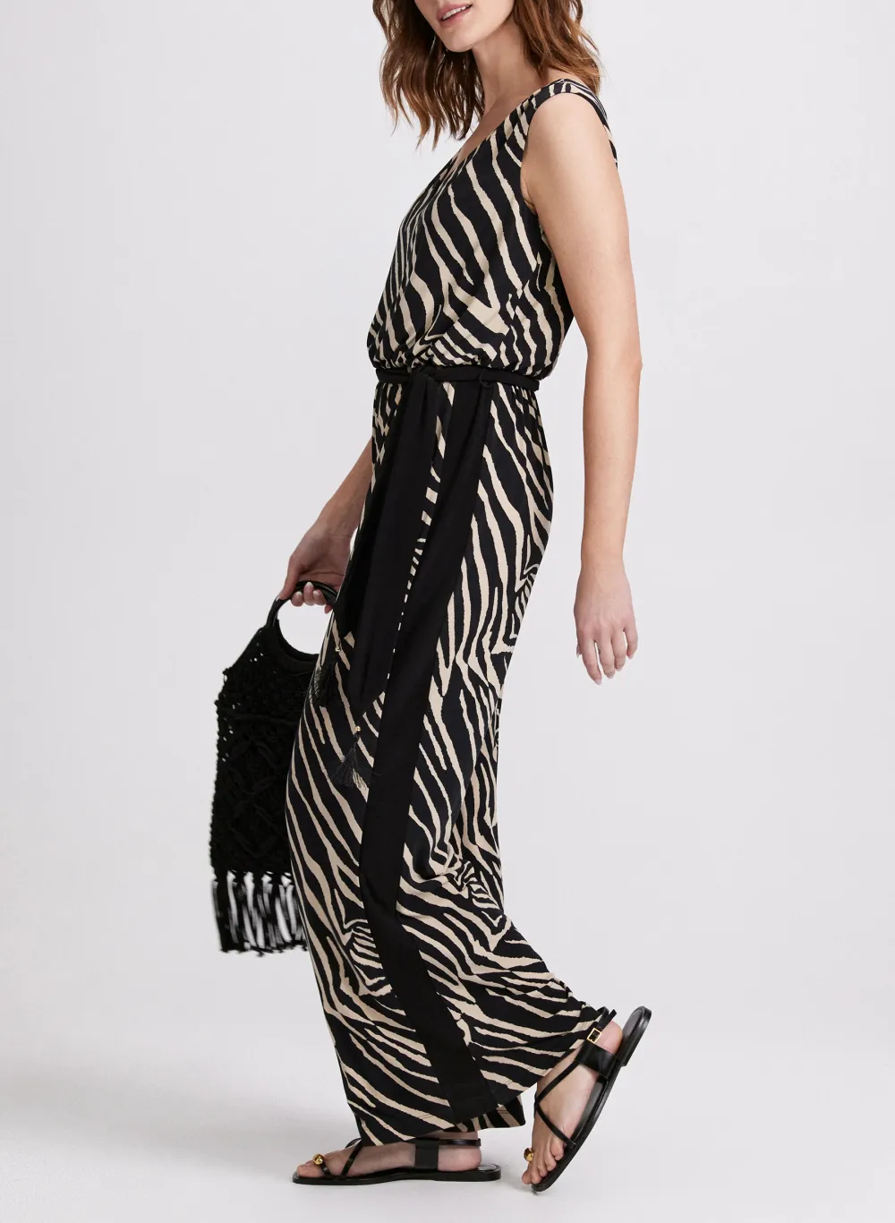 Wide-Leg Jumpsuit With Zebra Stripes