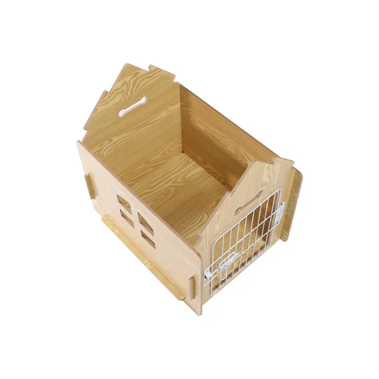 Byrn Wooden Pet House Indoor w/ Roof Dog house w/ Removable Mat and Lockable Door for Small dog cat