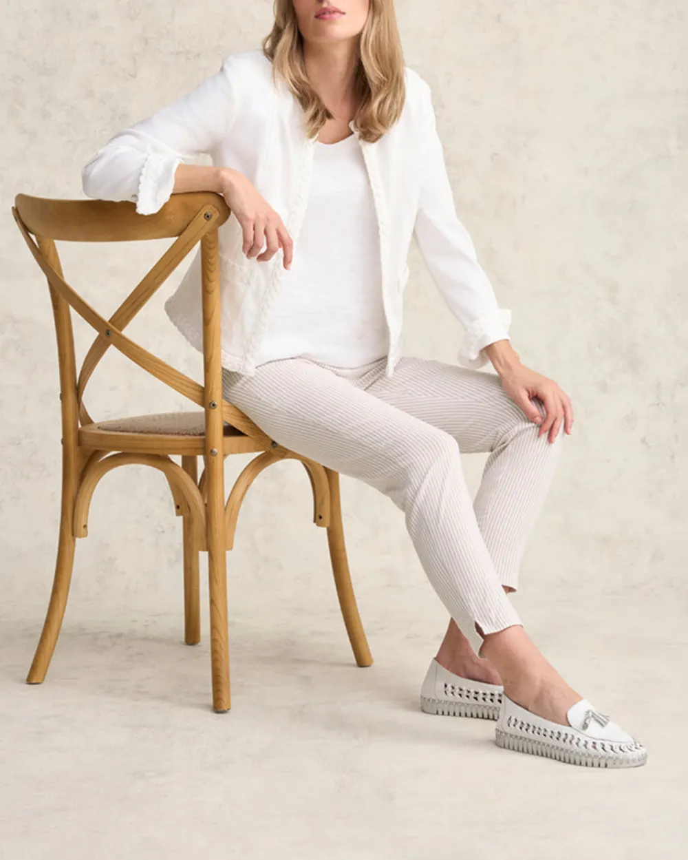 Striped Cropped Pants For Elegant Daily Style