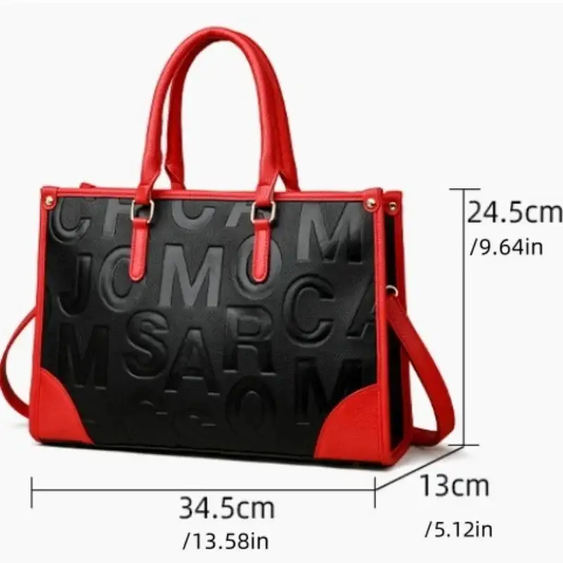 Chic Letter Print Satchel Bag Structured Spacious