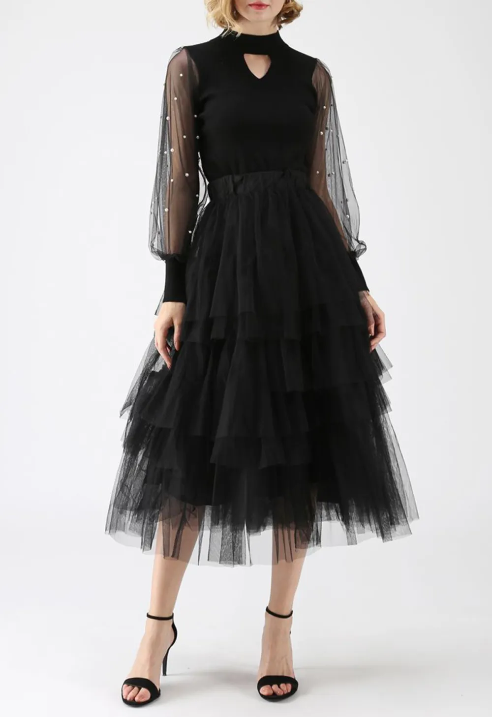 LOVE ME MORE LAYERED TULLE SKIRT IN BLACK