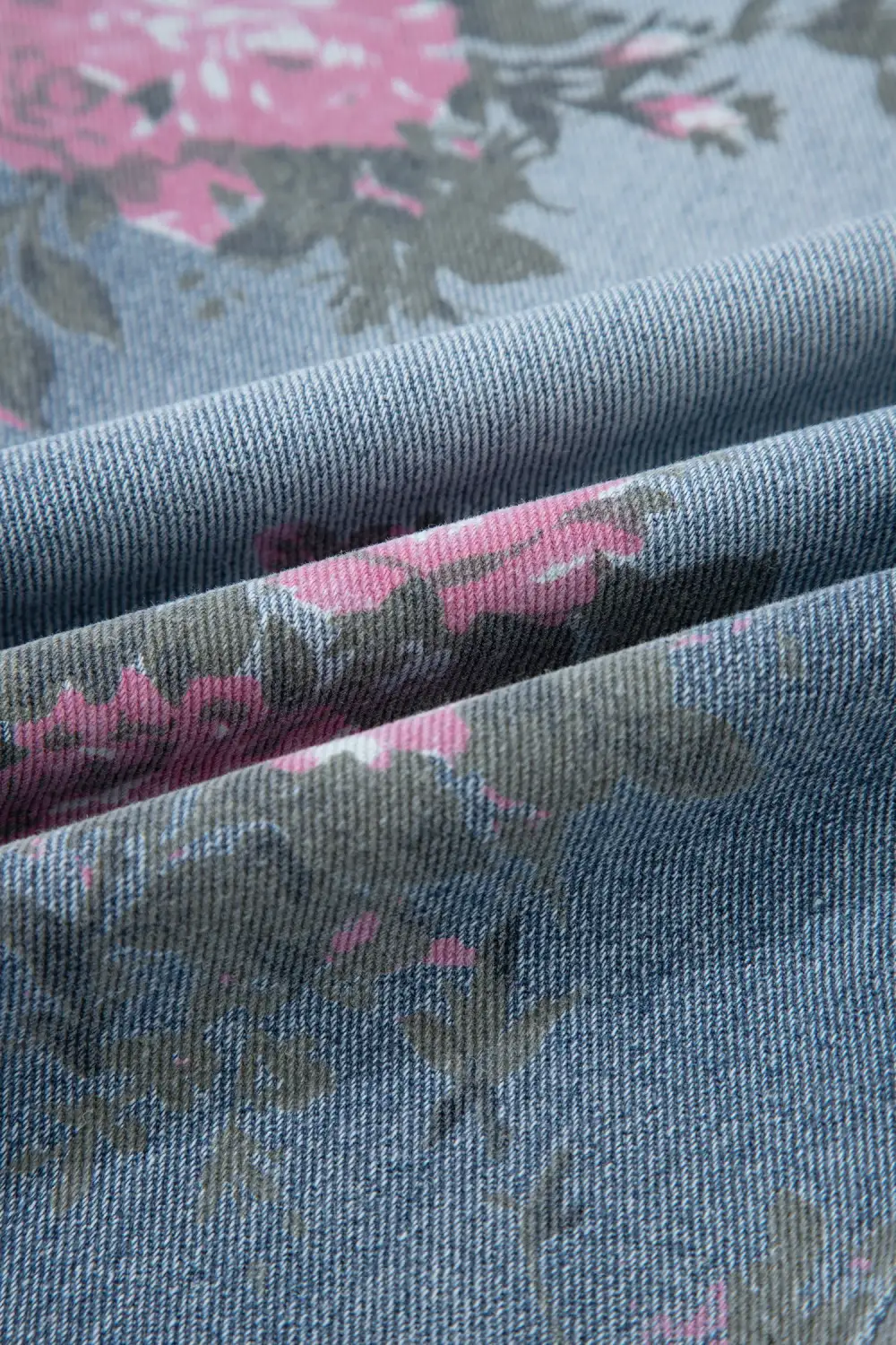 Elastic Waist Floral Print Pull On Jeans