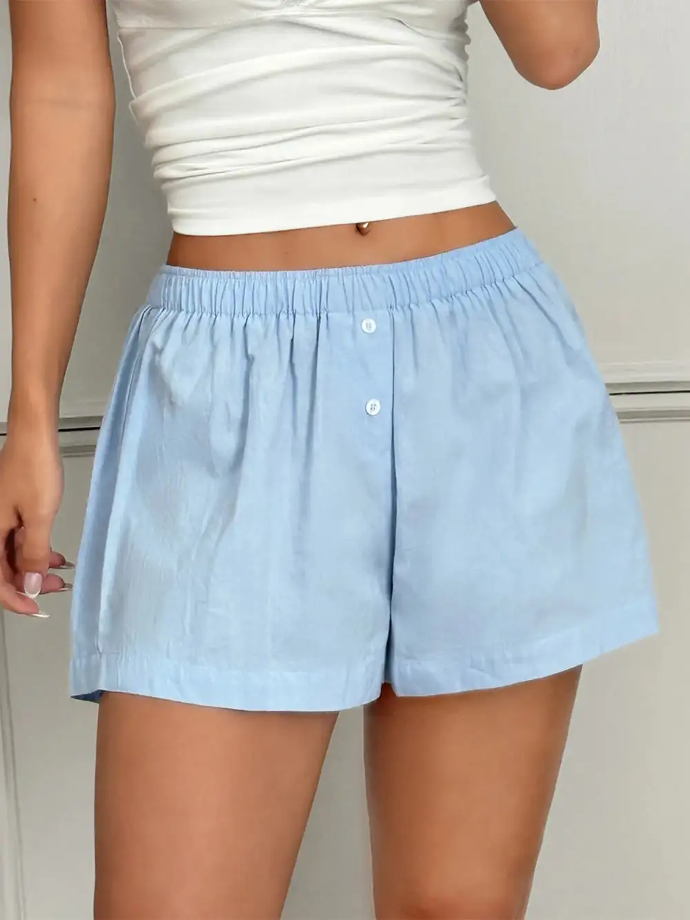 Relaxed Fit Elastic Waist Shorts