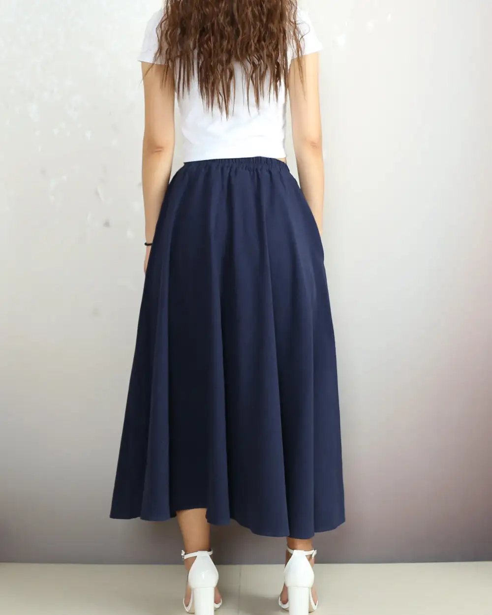 Boho Linen Flared Skirt
