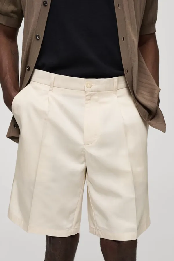 Linen-Blend Dhorts With Pleats