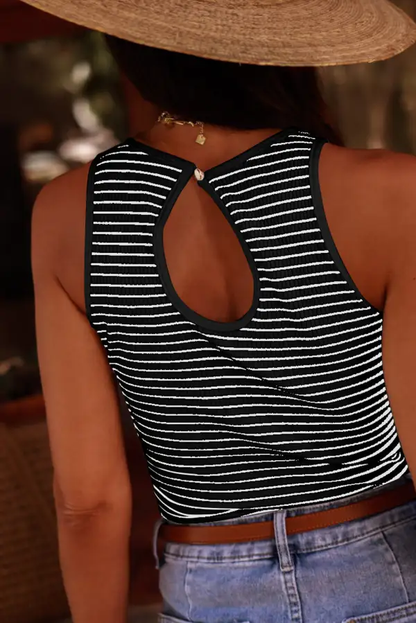 Print Ribbed Knit Sleeveless Top