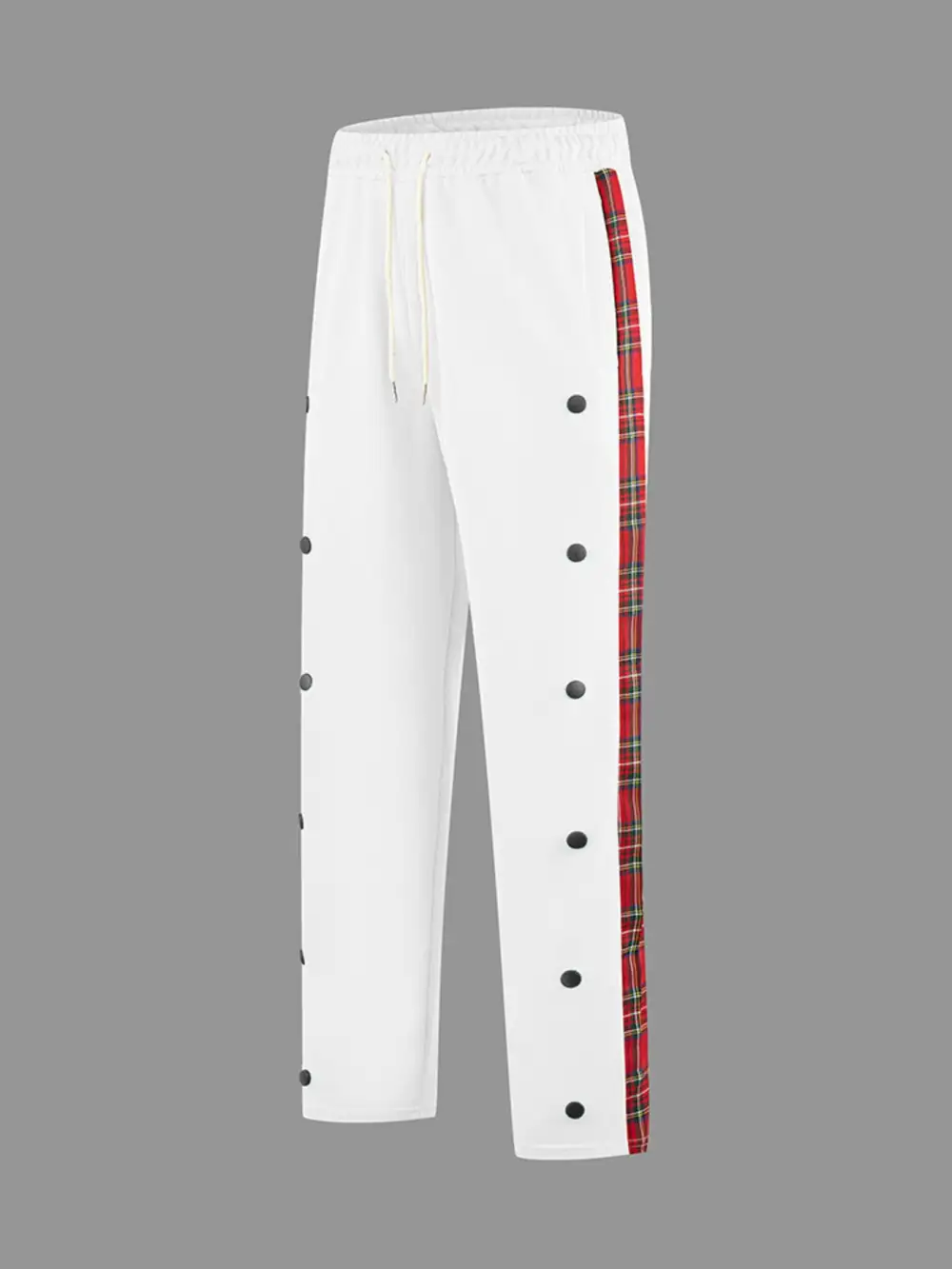 Men's Full Size Drawstring Plaid Side Stripe Pants
