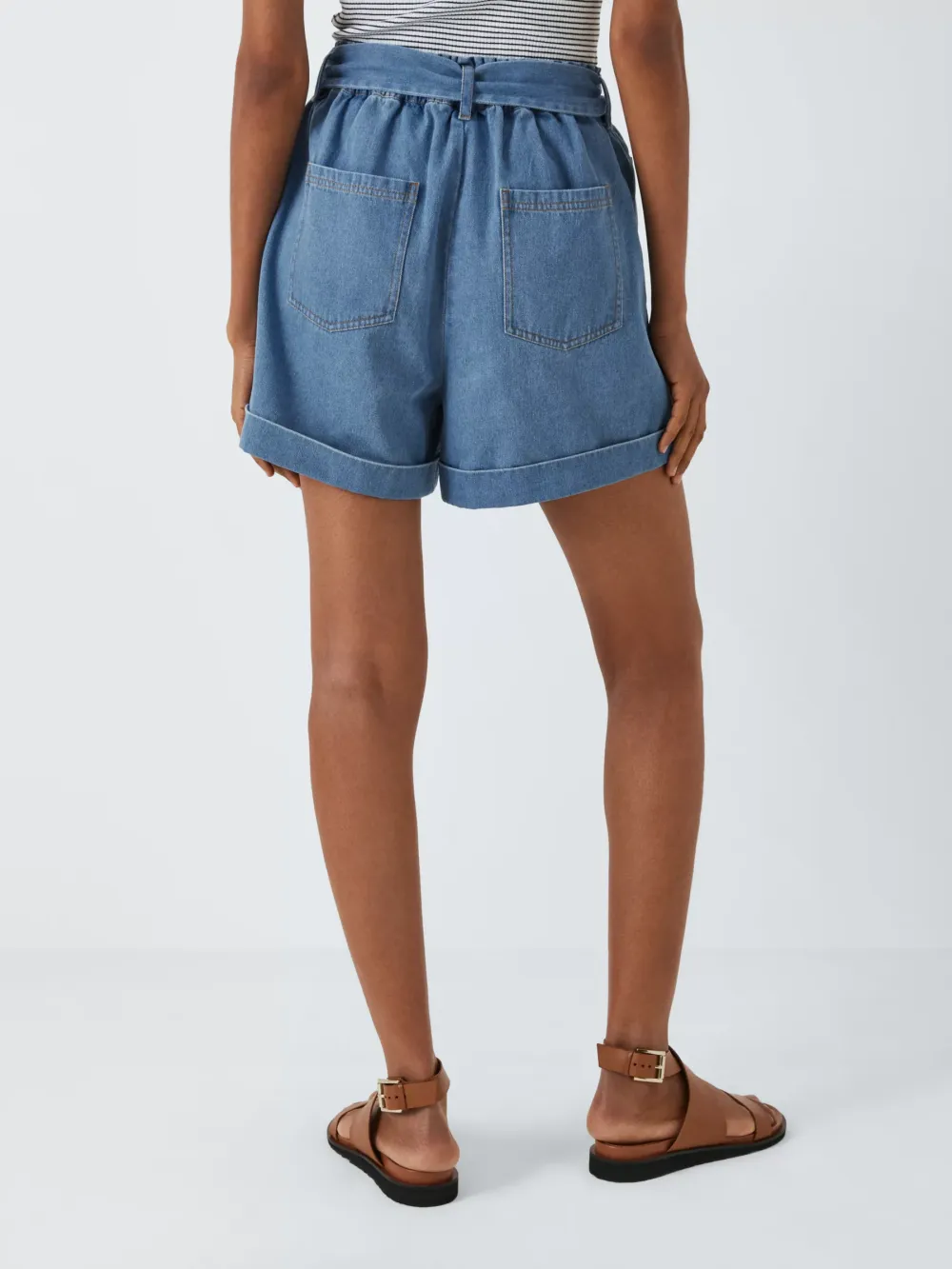 Paperbag Denim Shorts