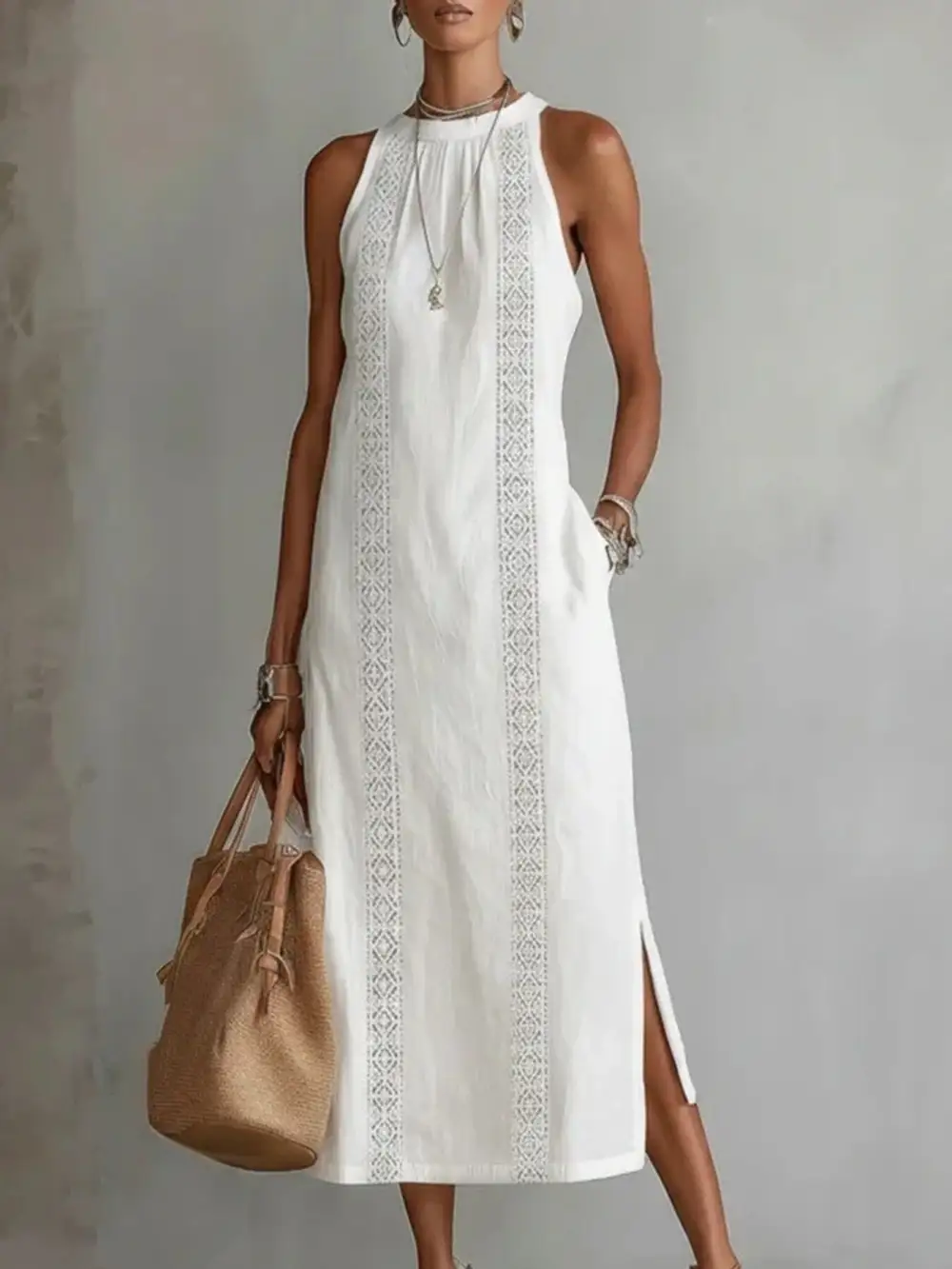Soft Touch Slit Sleeveless Midi Dress