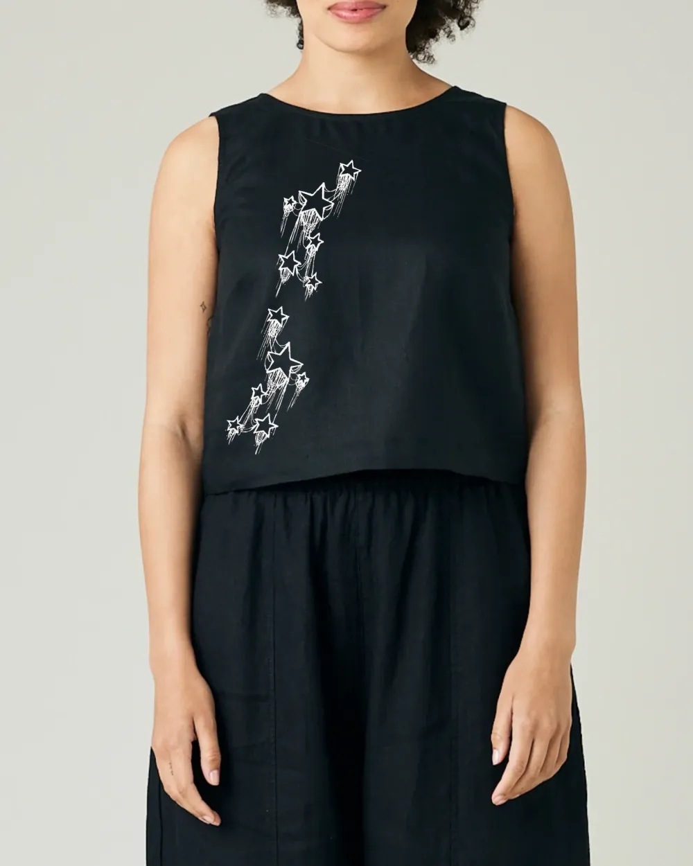 BLACK LINEN TOP