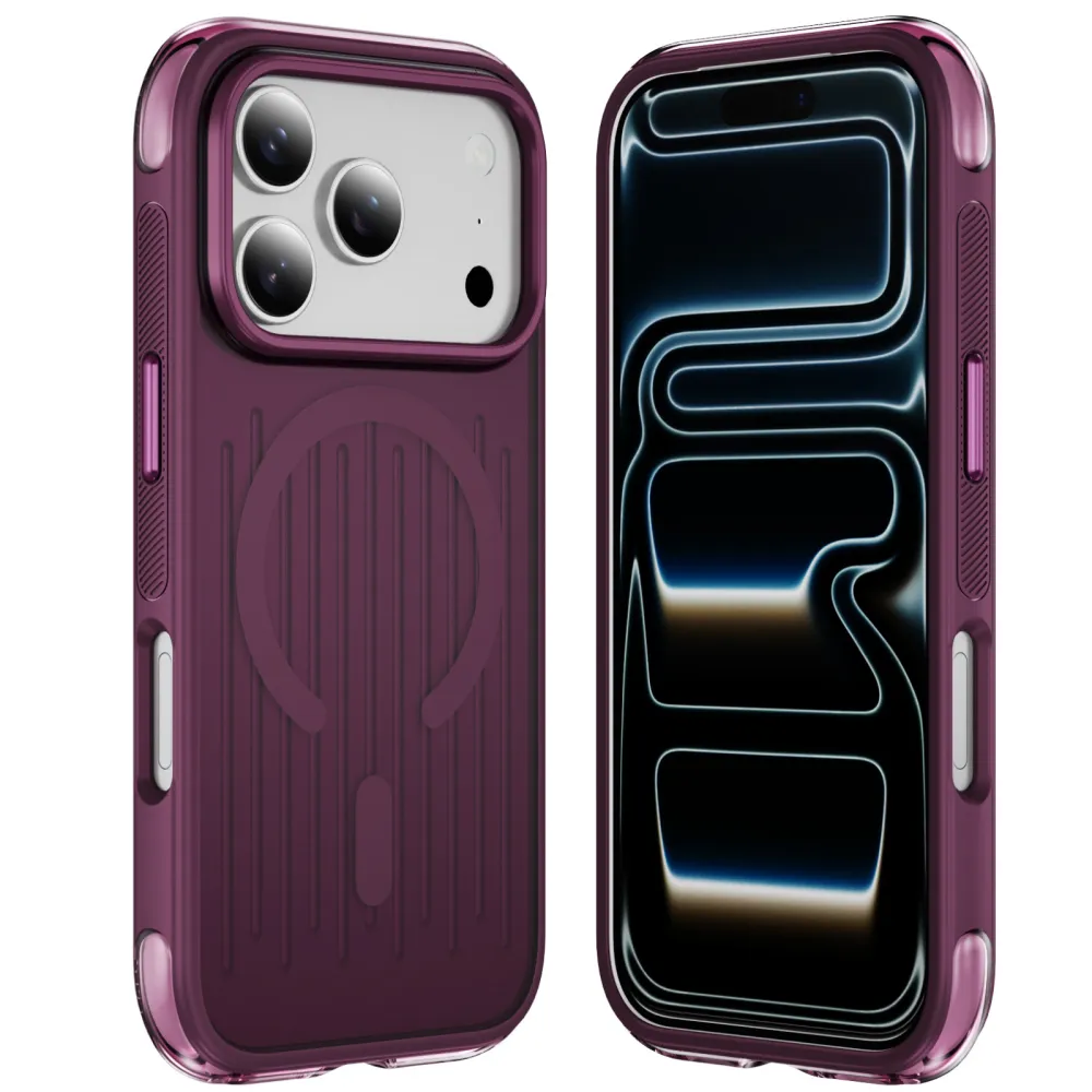 Magnetic Business Airbag Anti-Drop Premium iPhone 18 Case, Suitcase Stripe Design, Apple Compatible