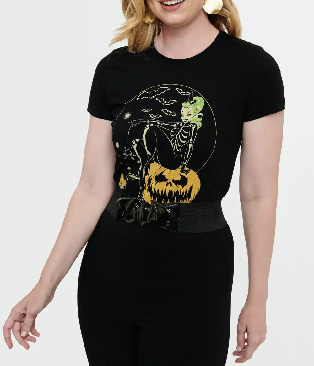 1950s Black Hallowitch Fitted Graphic Tee