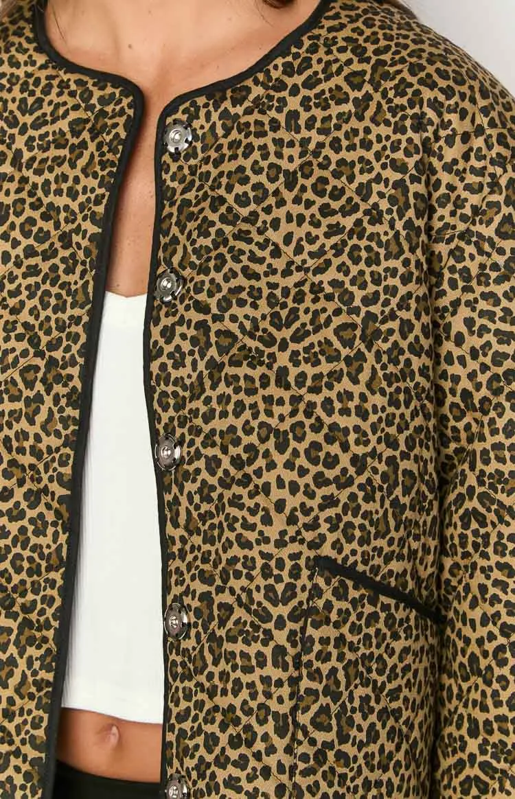 Quilted Leopard Print Jacket