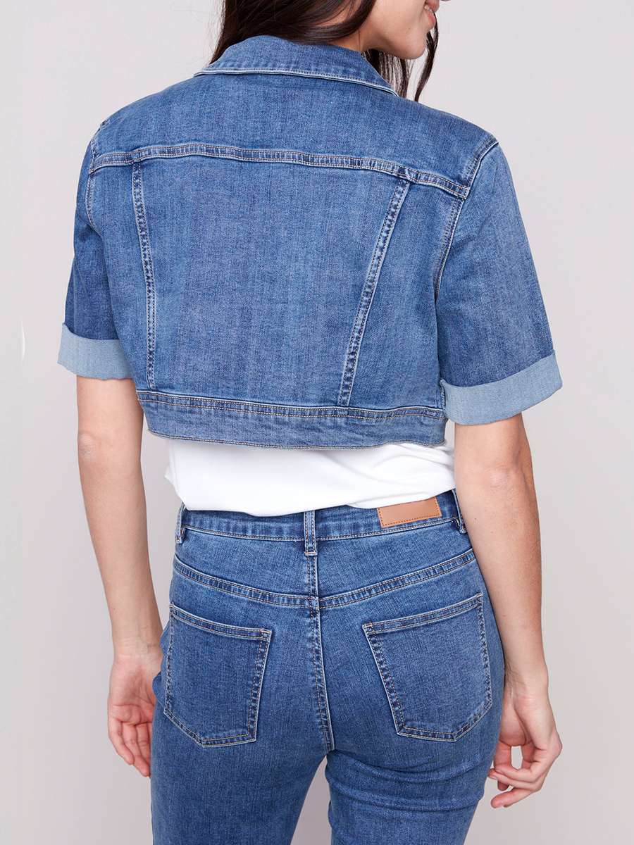 Ultra Short Fashionable Design Women's Denim Jacket