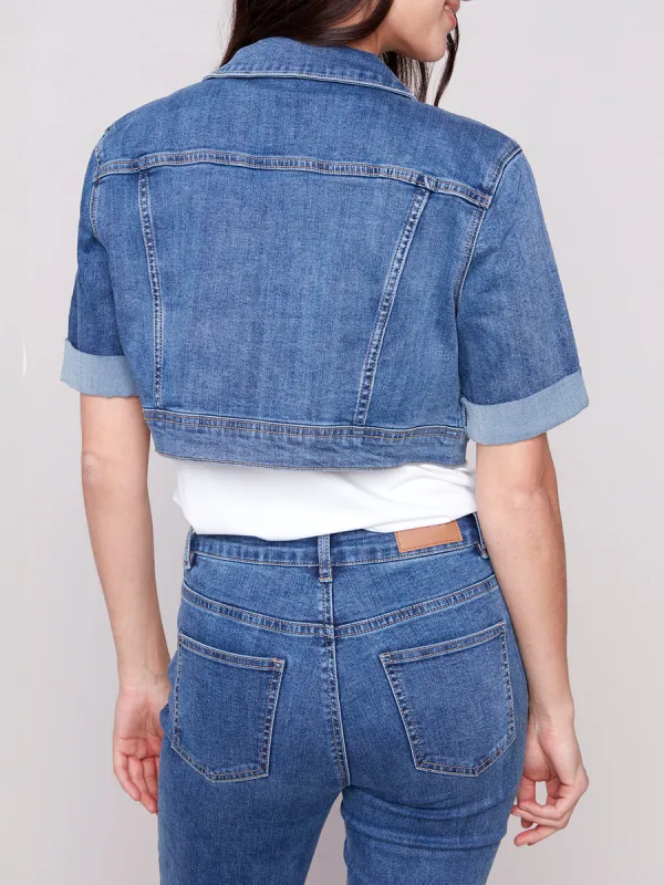 Ultra Short Fashionable Design Women's Denim Jacket