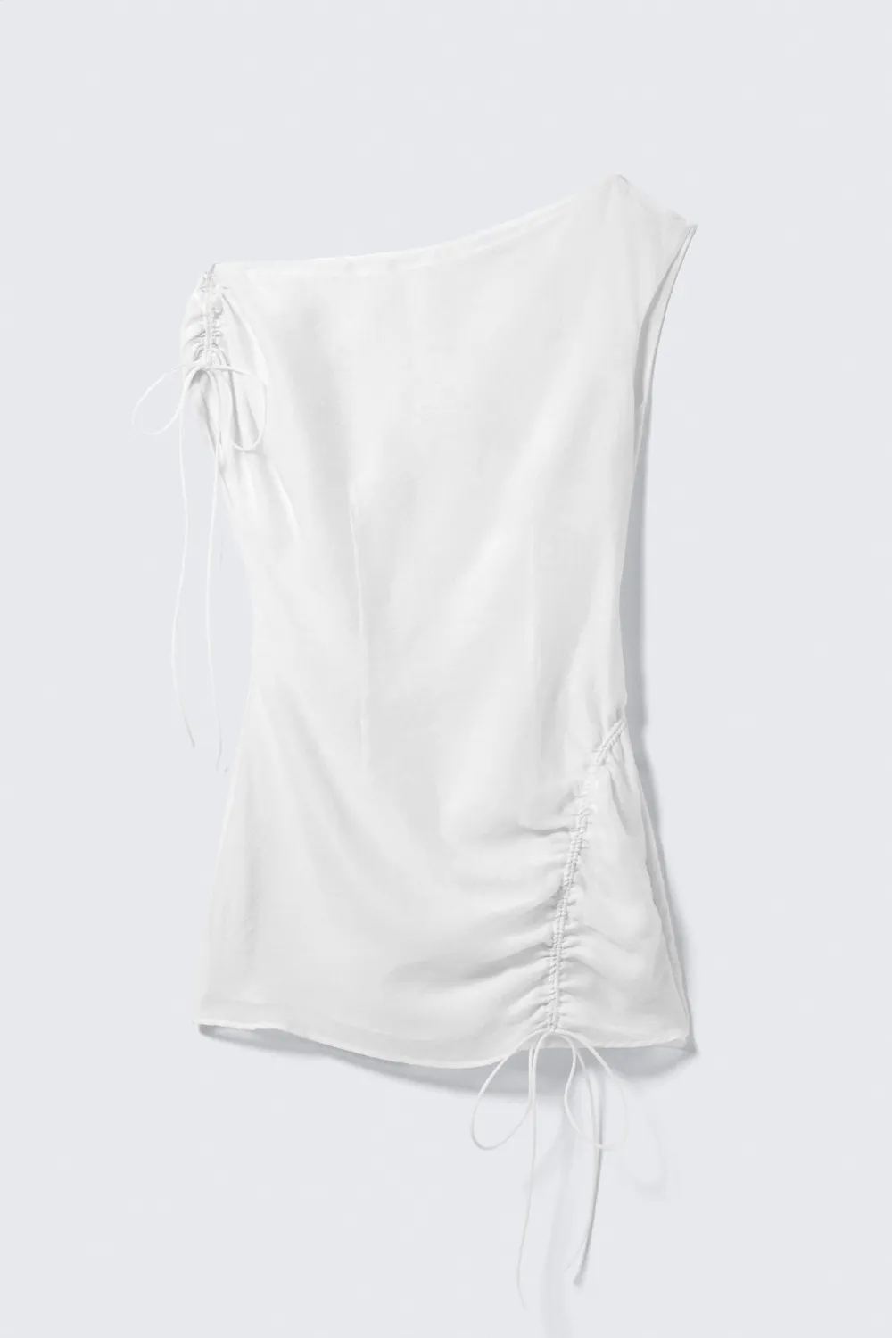 Drawstring Hem Asymmetrical Neck Dress
