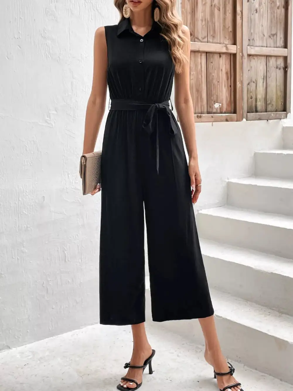 Boutique Wide Leg Sleeveless Jumpsuit