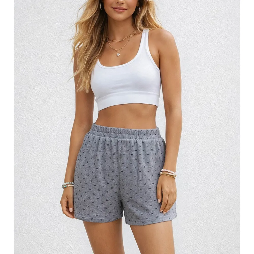 Polka Dot Elastic Waist Pocket Wide Leg Shorts