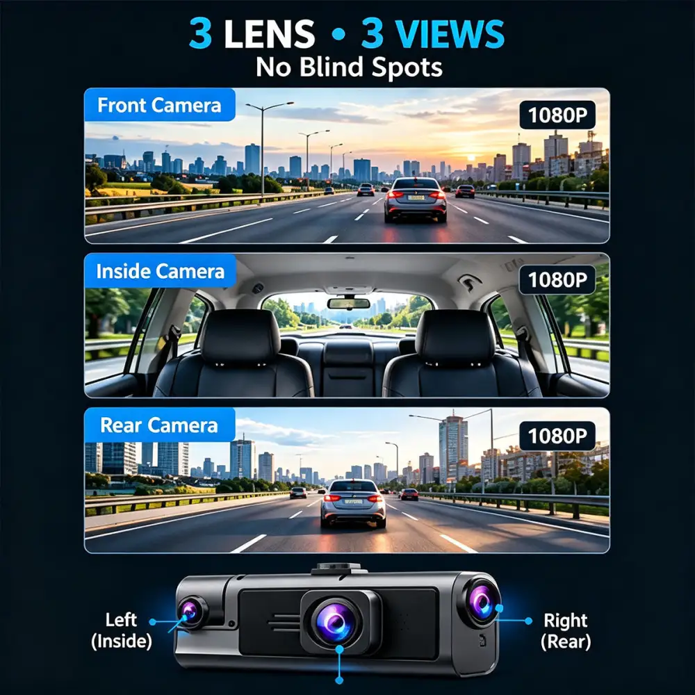 Full HD 1080P Windshield-Mounted Dashcam for Cars