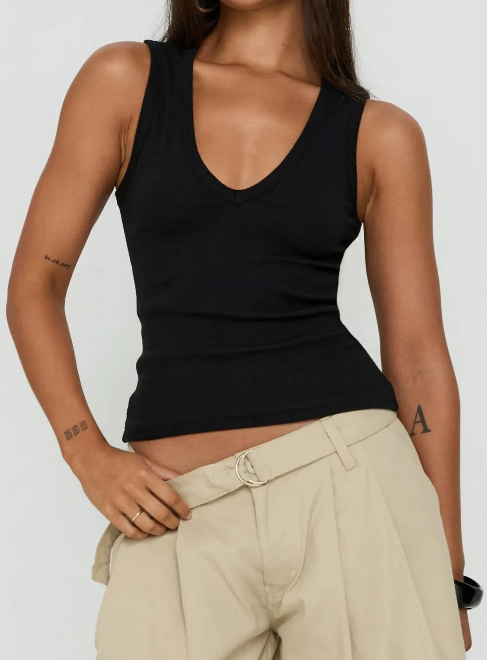 Soft V Neck Ribbed Tank Top