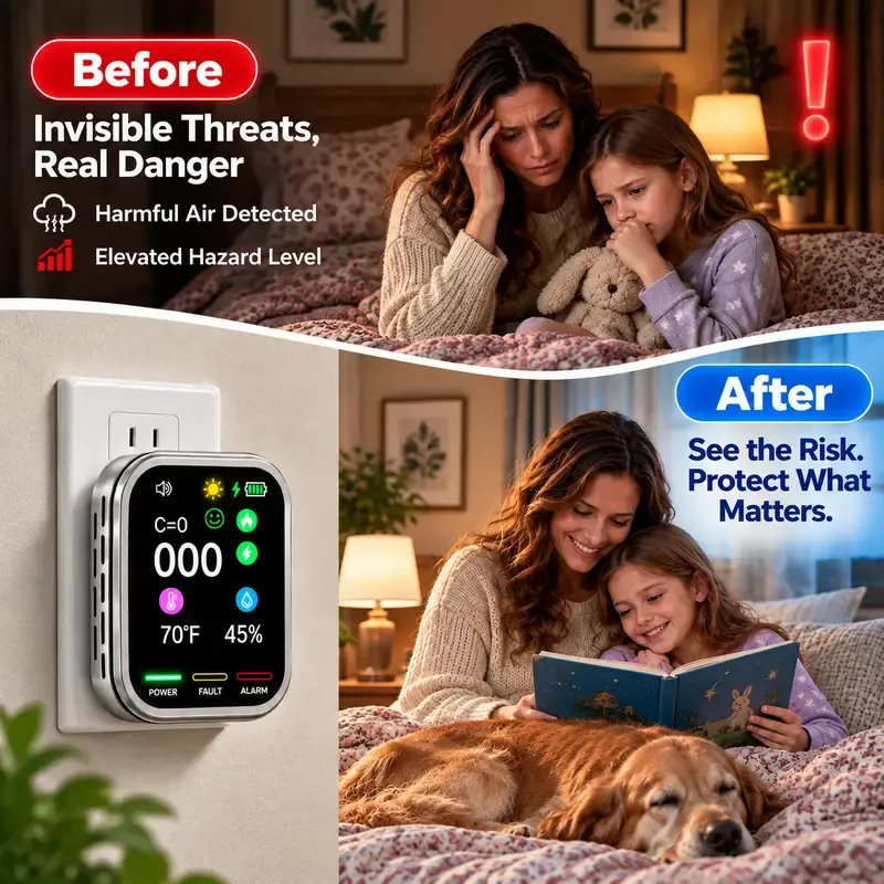 Carbon Monoxide Detector for Home RV Air Quality Alarm 6-in-1 Multi-Gas Detector