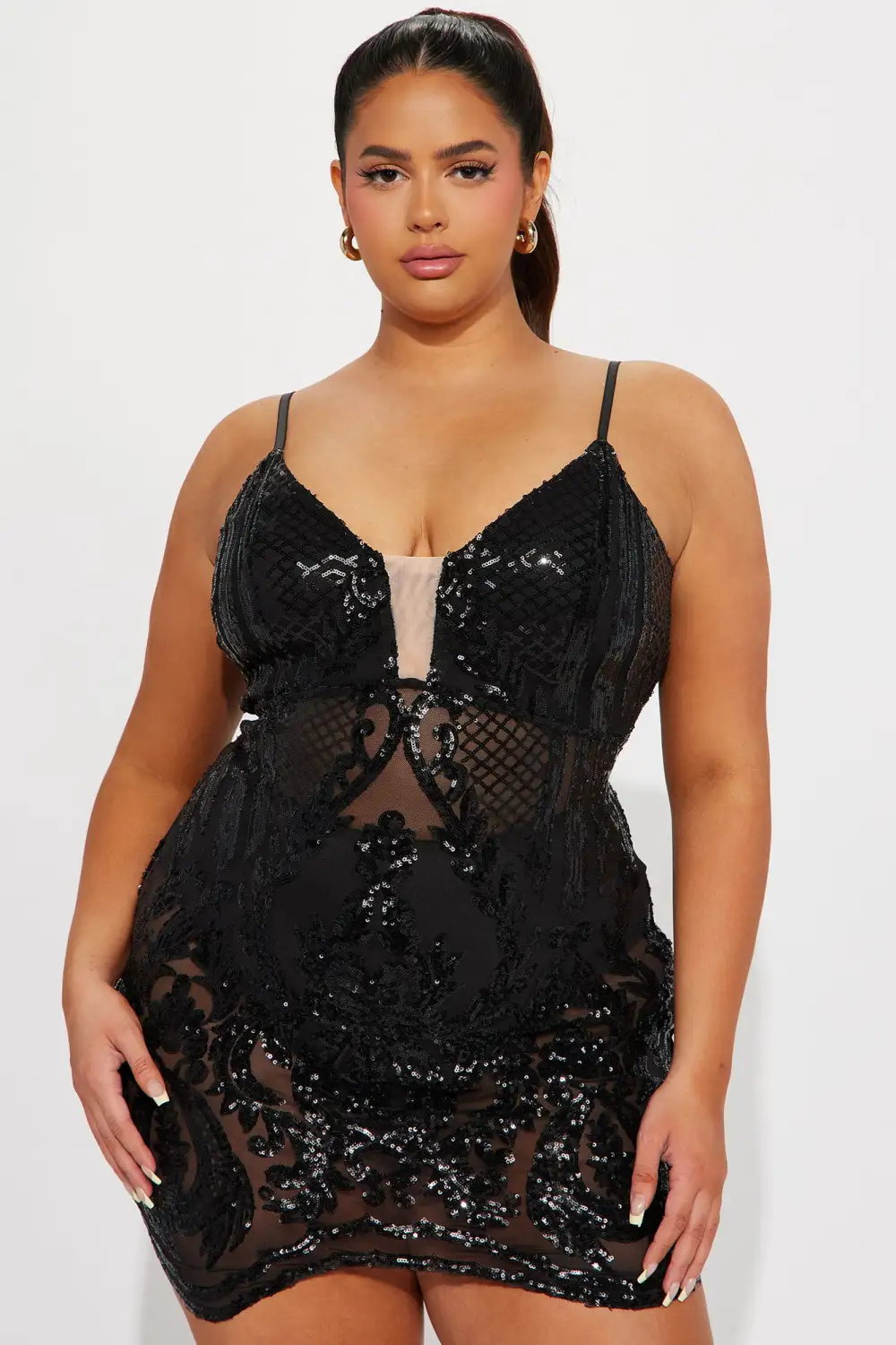 Strut Sequin Mini Dress - Black