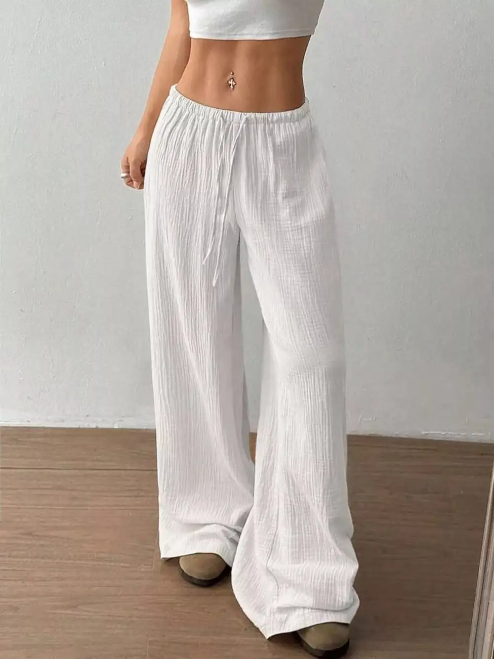 Full Size Drawstring Wide Leg Pants