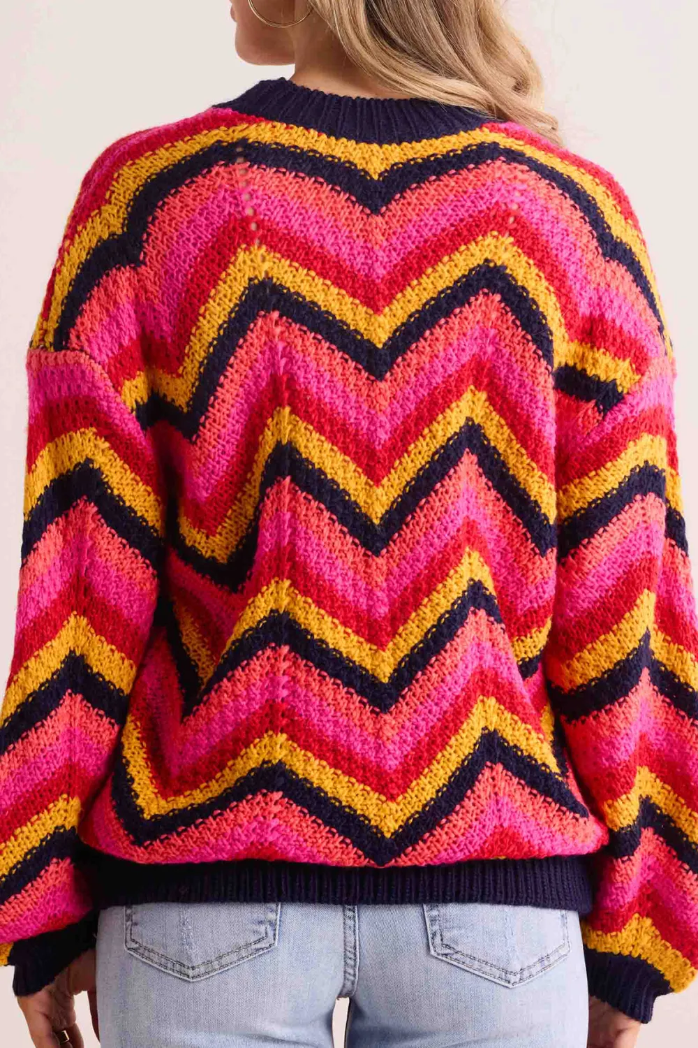 Multicolored Striped Crew Neck Sweater