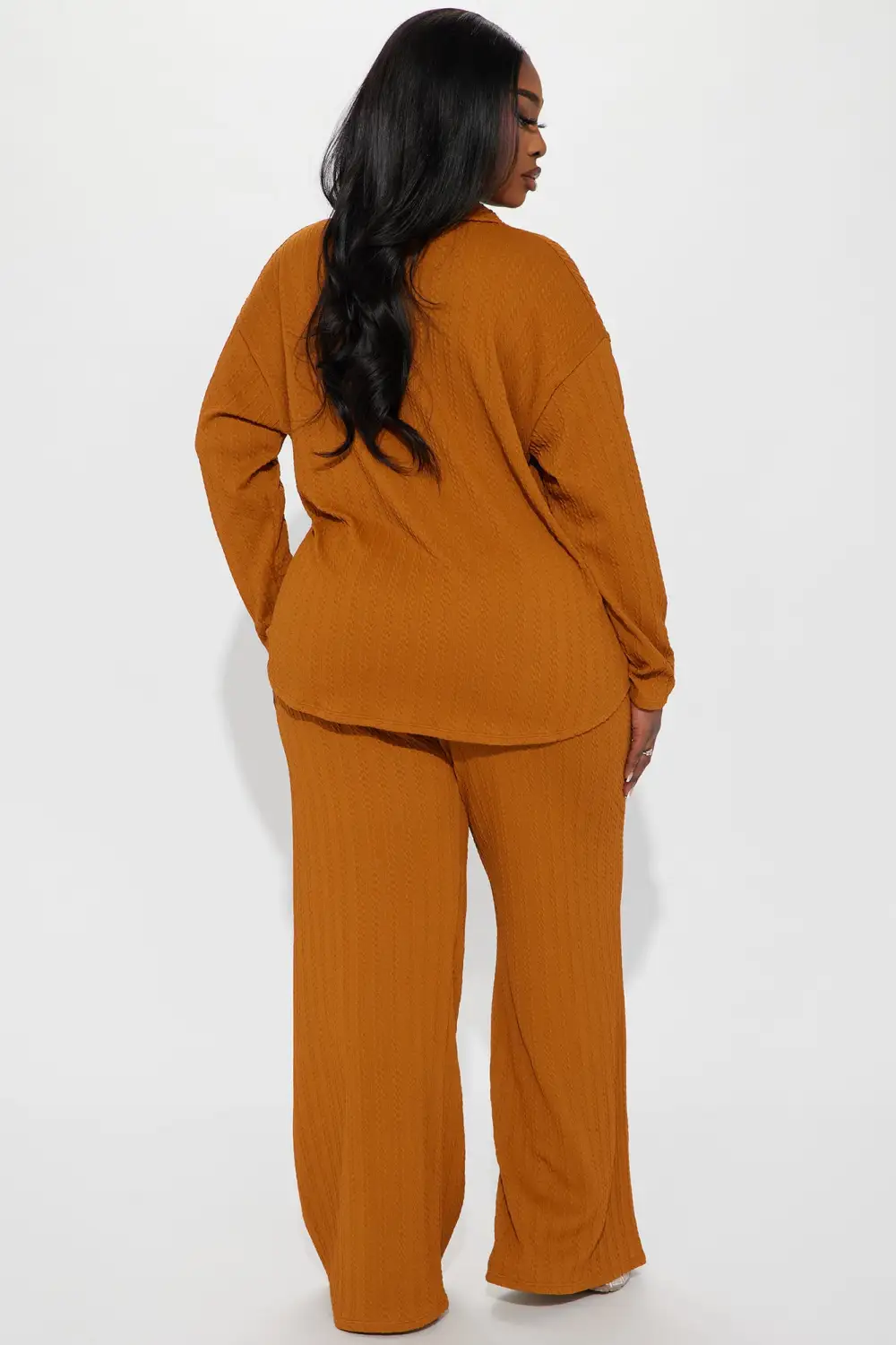Everlasting Textured Pant Set - Brown