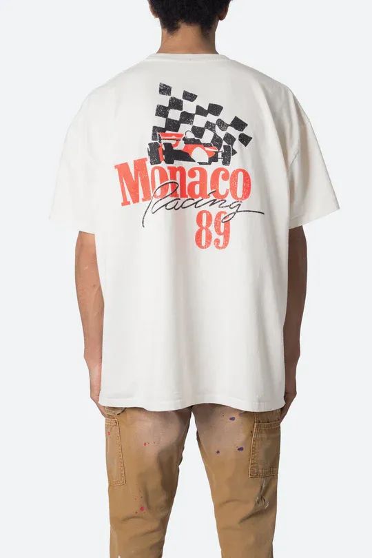 WHITE VINTAGE STYLE MONACO T-SHIRT