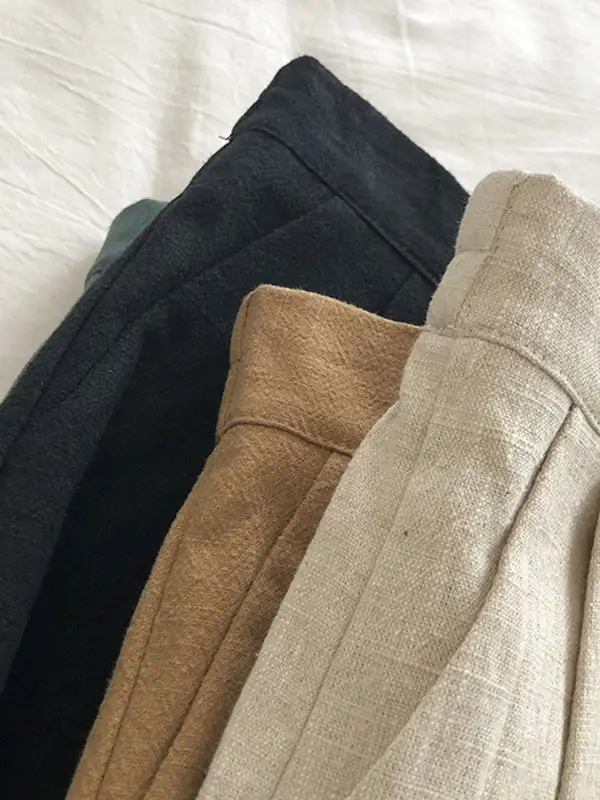 Losse Wijde Pijpen Elasticiteit Geplooide Effen Kleur Shorts