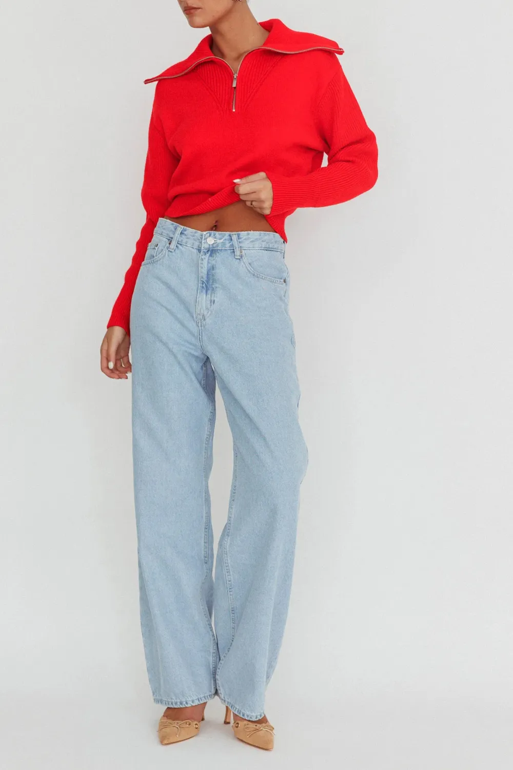 Playful And Stylish Zip-Neck Top