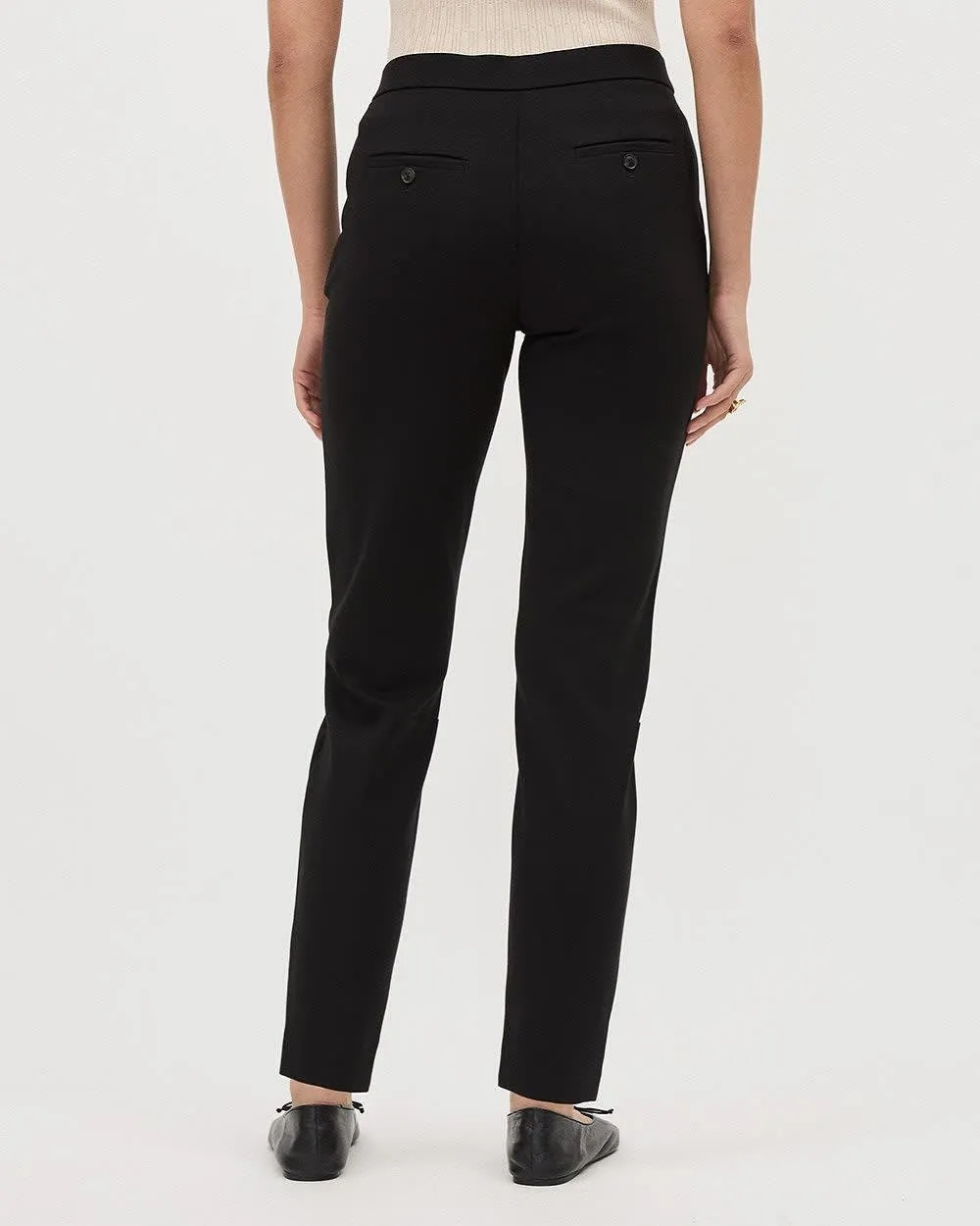 Black Knit Mid-Rise Tapered-Leg Pant