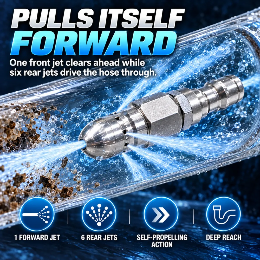 Drain Blaster Nozzle - Water Mouse Pipe Head