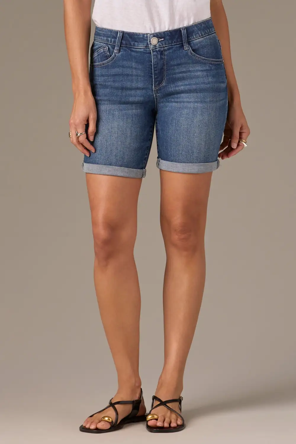 Mid Rise Whiskered 7-inch Inseam Shorts