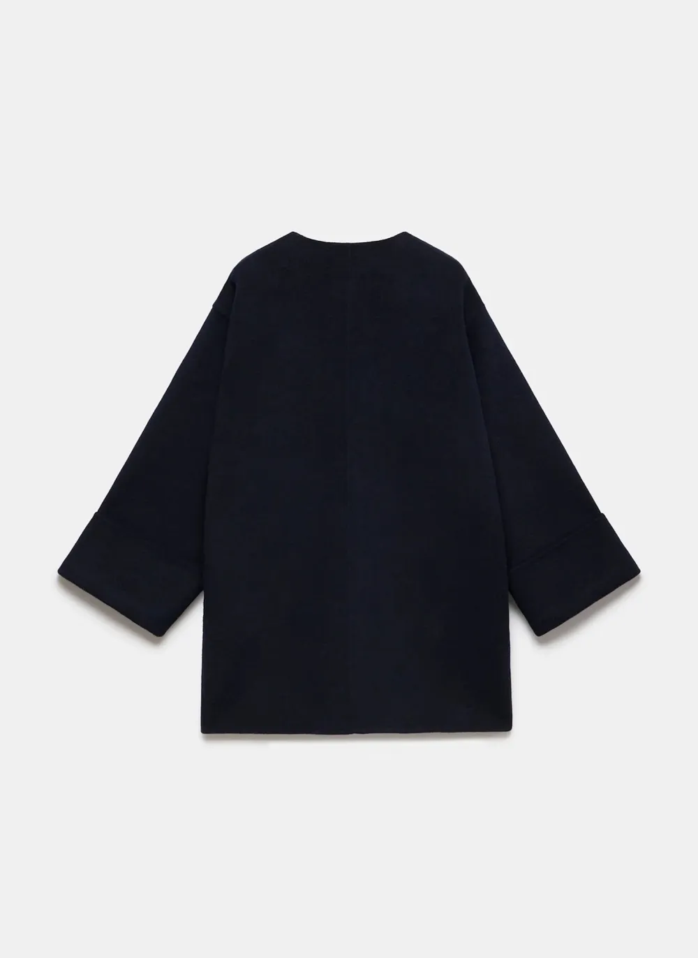 Casual Style Navy Wool Finished Coat