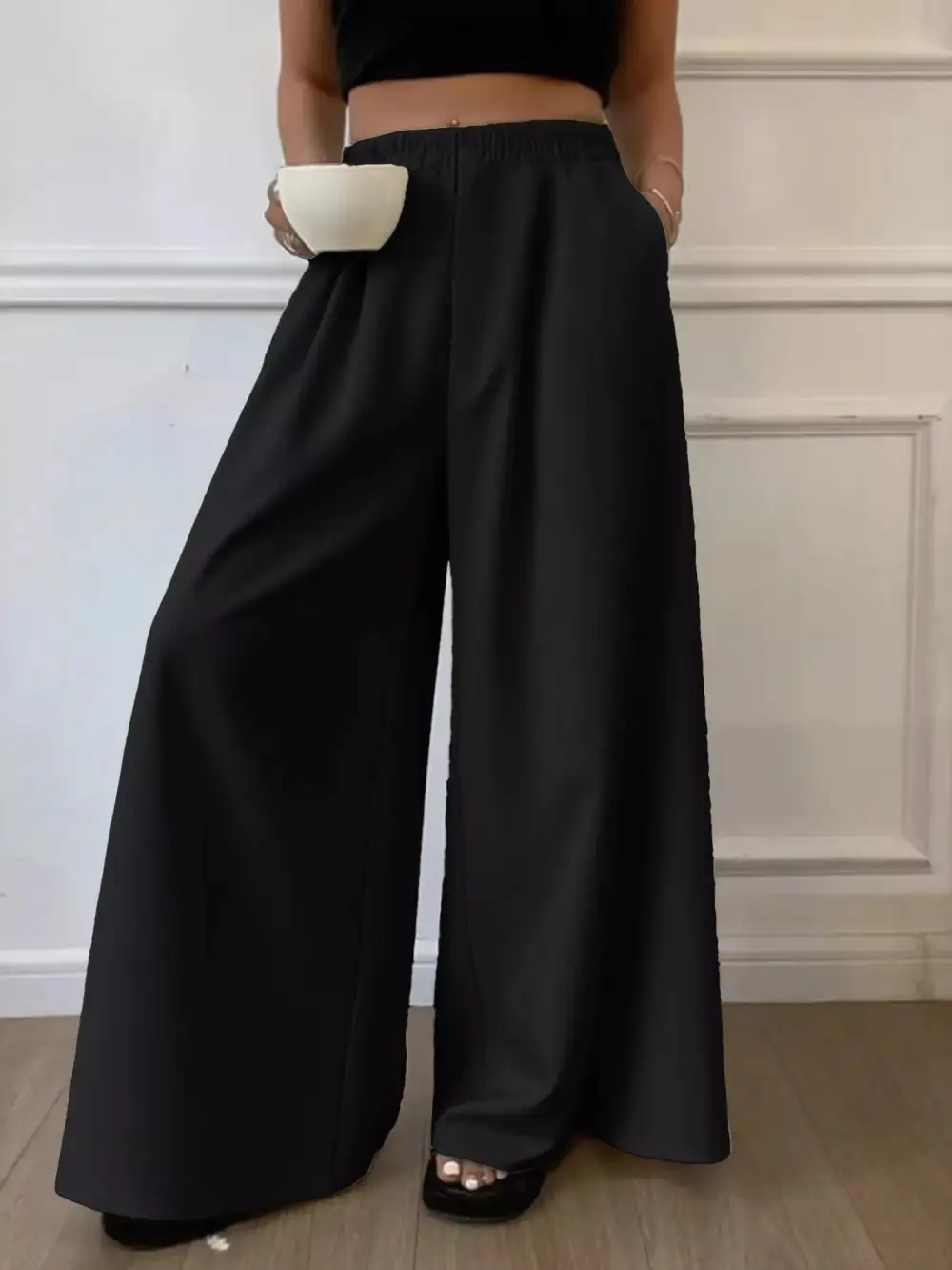 Everyday Elastic Waist Wide Leg Pants